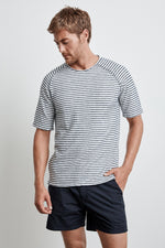 CYRANO HACCI BEACH STRIPE RAW EDGE RAGLAN TEE