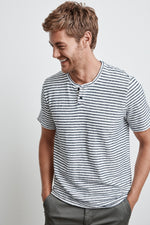 EDWARD HACCI STRIPE SHORT SLEEVE HENLEY