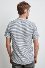 EDWARD HACCI STRIPE SHORT SLEEVE HENLEY