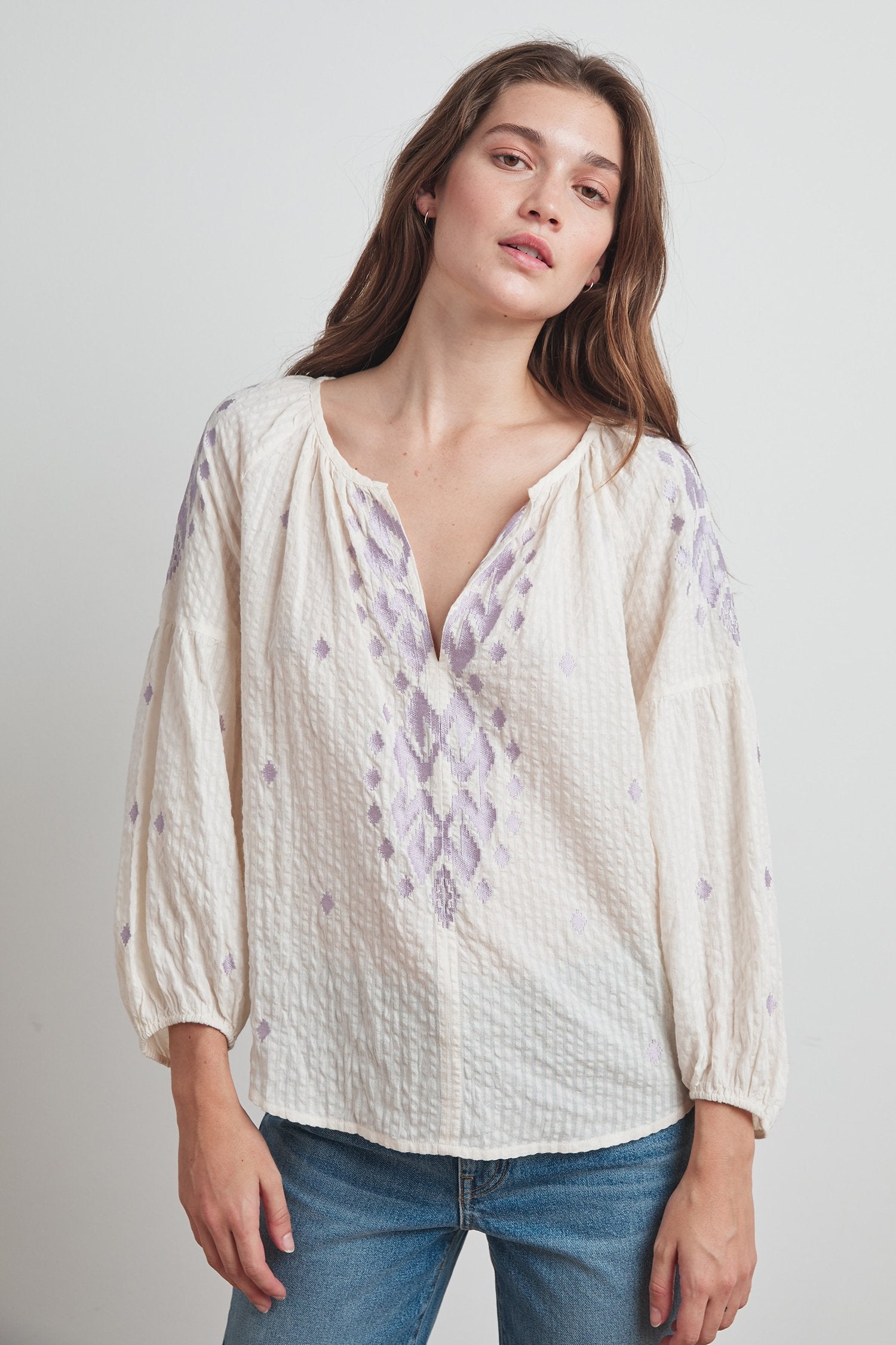 KLARA IKAT EMBROIDERED BLOUSE