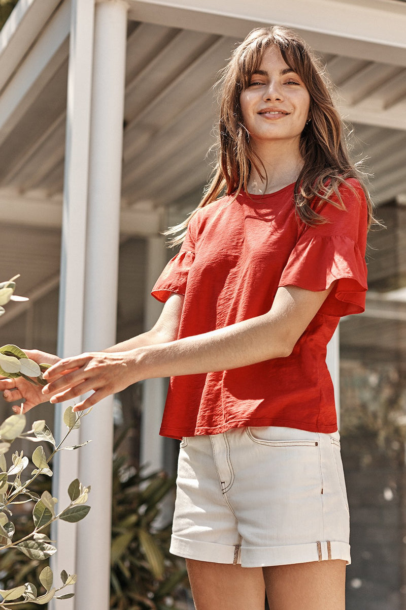 MAUREEN RUFFLE SLEEVE TEE