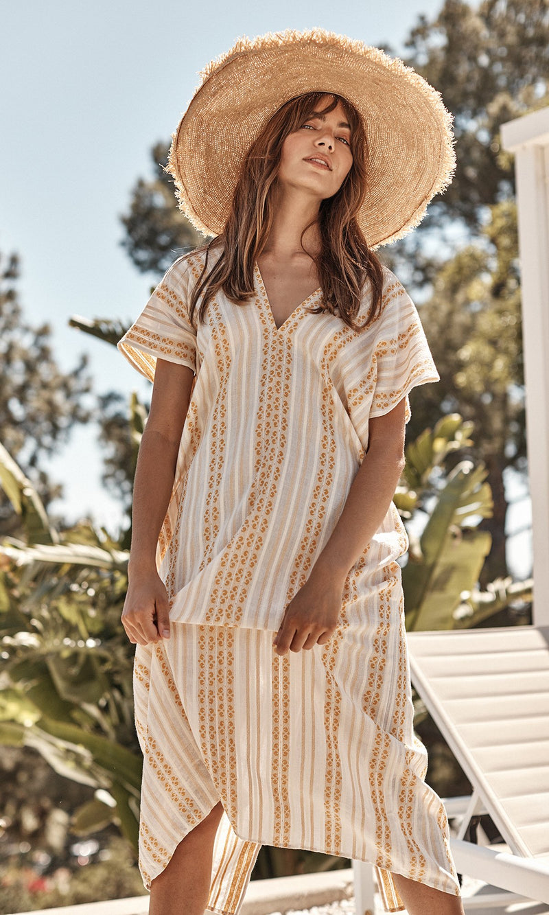 ZORA STRIPE JACQUARD CAFTAN DRESS