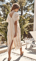 ZORA STRIPE JACQUARD CAFTAN DRESS