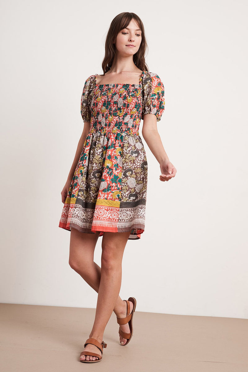 TARIA PRINTED SMOCKED DRESS