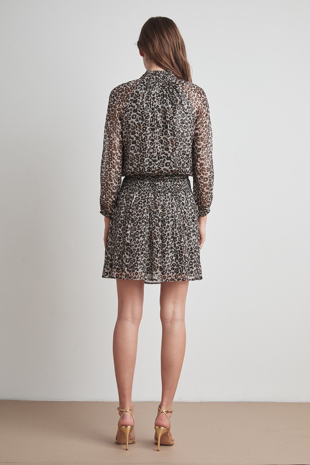 MAGDA LEOPARD LUREX SMOCKED DRESS