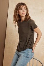 ALEC LINEN KNIT KNOT FRONT TEE