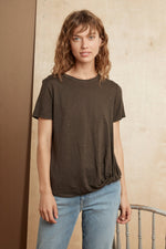 ALEC LINEN KNIT KNOT FRONT TEE