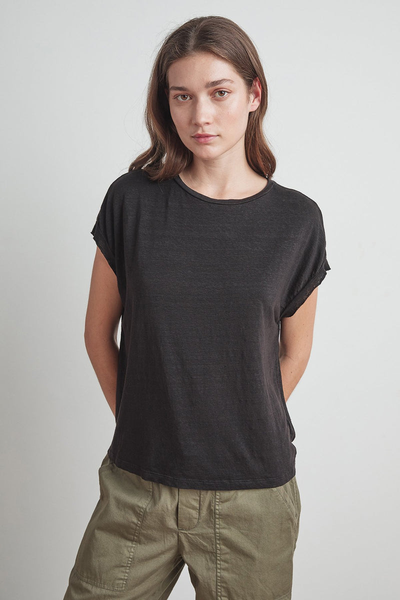 HUDSON LINEN KNIT CREW NECK TEE