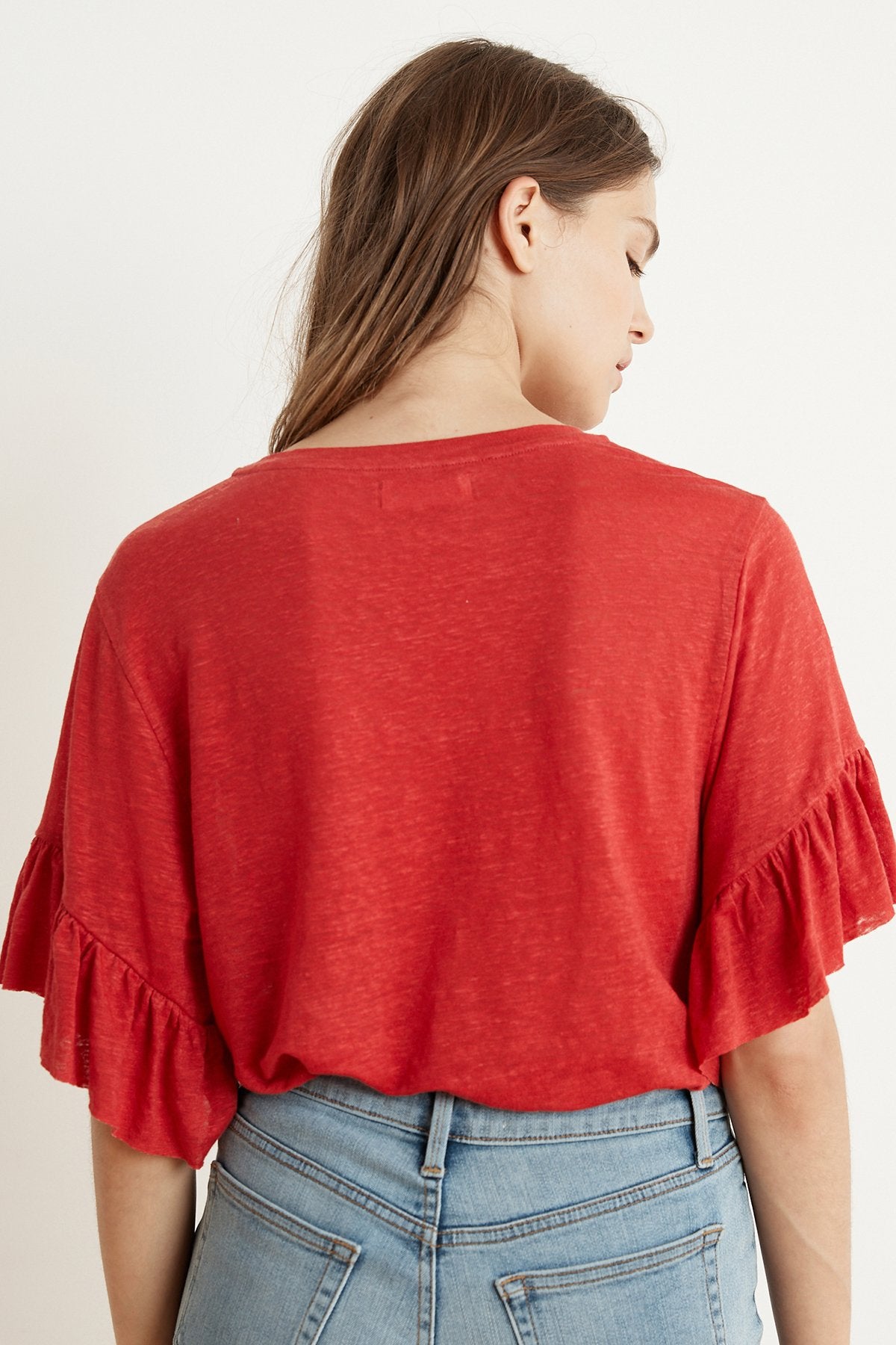 LAYLA LINEN KNIT RUFFLE SLEEVE TEE