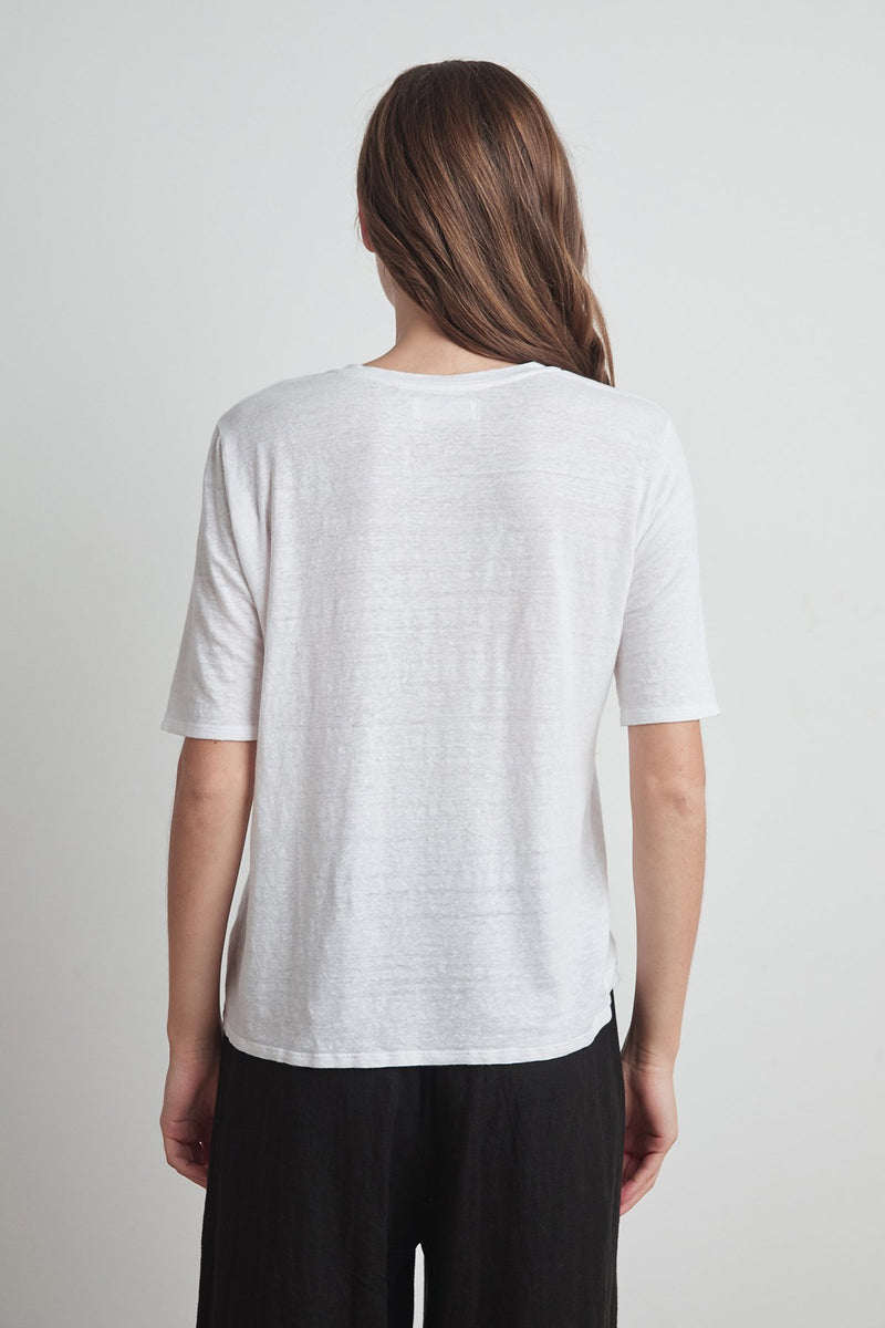 STEFANI LINEN KNIT V-NECK TEE