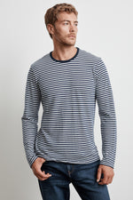 STENTON LINEN STRIPE LONG SLEEVE TEE