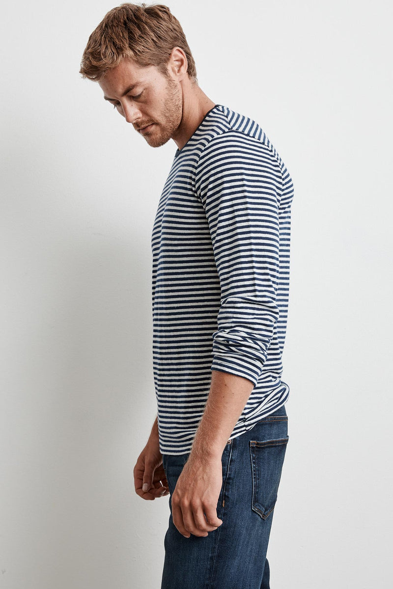 STENTON LINEN STRIPE LONG SLEEVE TEE