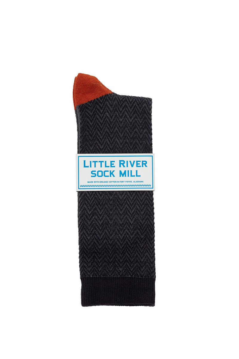 TEXTURED HERRINGBONE CREW SOCK BY LITTLE RIVER SOCK MILL