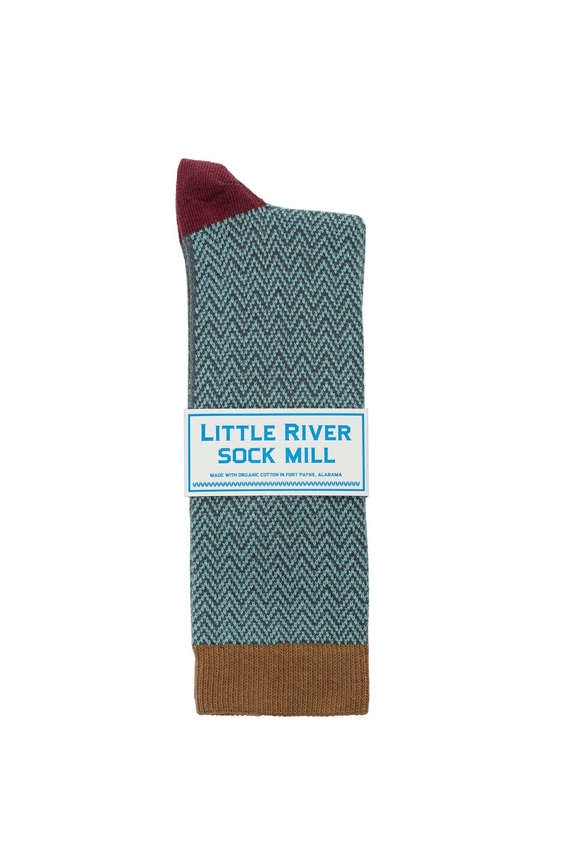 TEXTURED HERRINGBONE CREW SOCK BY LITTLE RIVER SOCK MILL