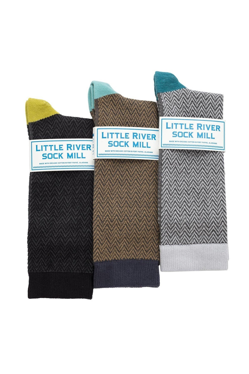 TEXTURED HERRINGBONE CREW SOCK BY LITTLE RIVER SOCK MILL