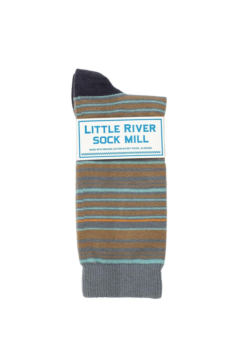 MULTI STRIPE CREW SOCK BY LITTLE RIVER SOCK MILL