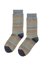 MULTI STRIPE CREW SOCK BY LITTLE RIVER SOCK MILL