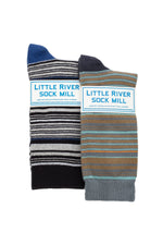 MULTI STRIPE CREW SOCK BY LITTLE RIVER SOCK MILL