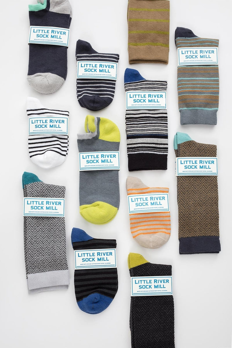 MULTI STRIPE CREW SOCK BY LITTLE RIVER SOCK MILL