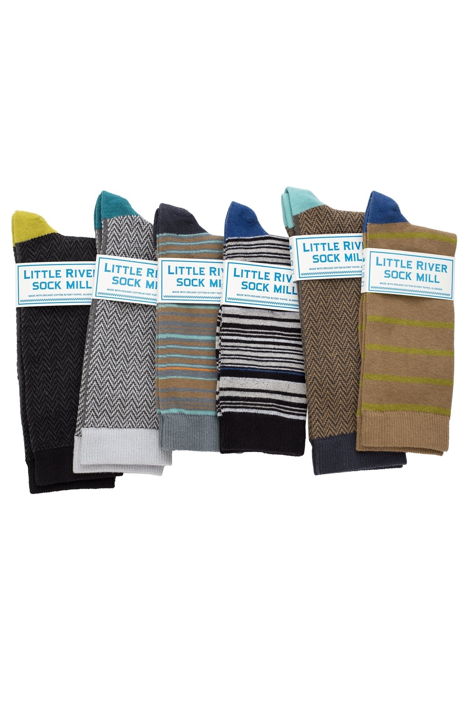 MULTI STRIPE CREW SOCK BY LITTLE RIVER SOCK MILL