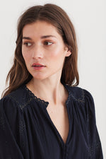 JACEY LUREX EMBROIDERY BLOUSE