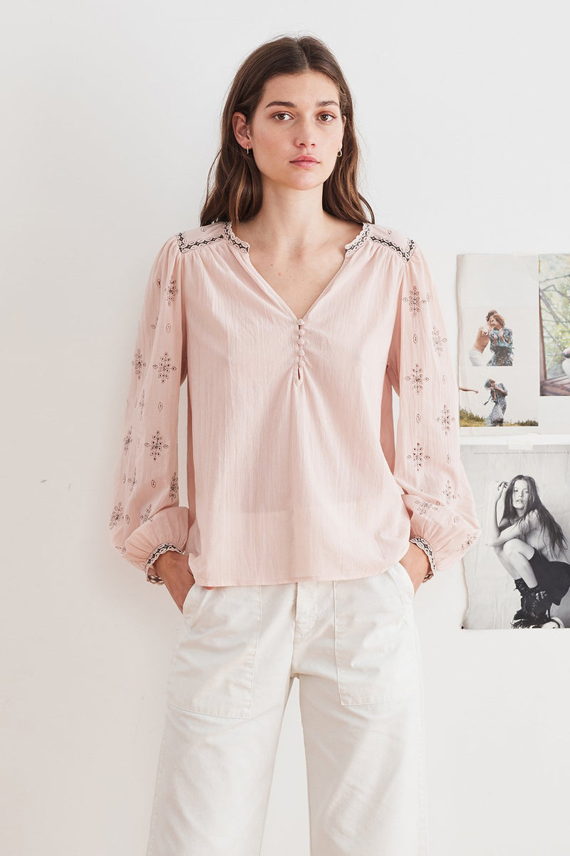 JACEY LUREX EMBROIDERY BLOUSE