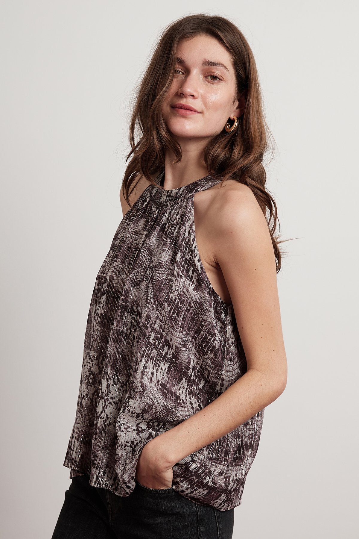 DEBBIE SNAKESKIN LUREX SLEEVELESS TOP