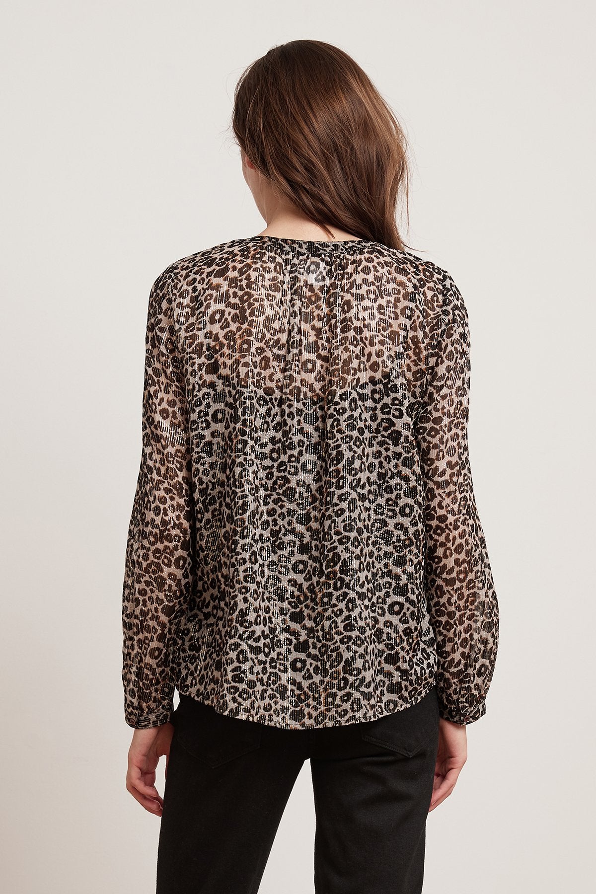 PEYTON LEOPARD LUREX LONG SLEEVE BLOUSE