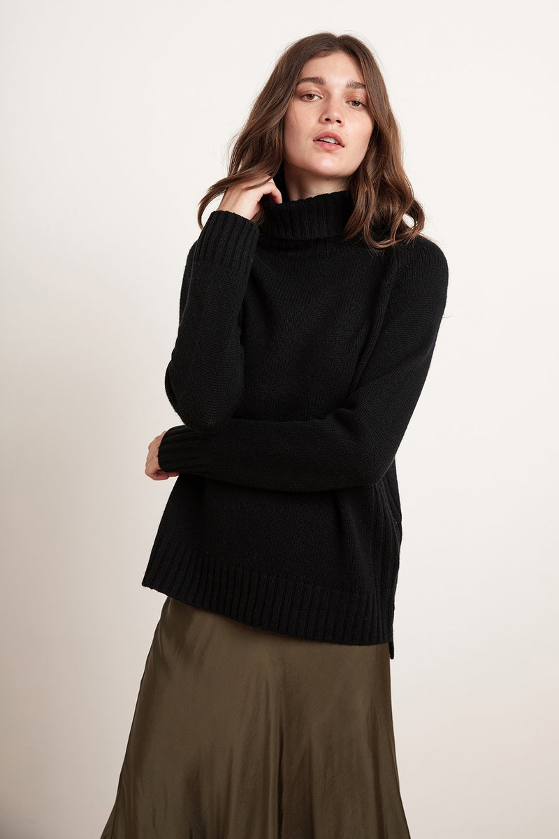 TARYN LUX CASHMERE BLEND TURTLENECK SWEATER