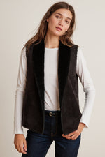 YVETTE REVERSIBLE LUX FAUX FUR OPEN VEST