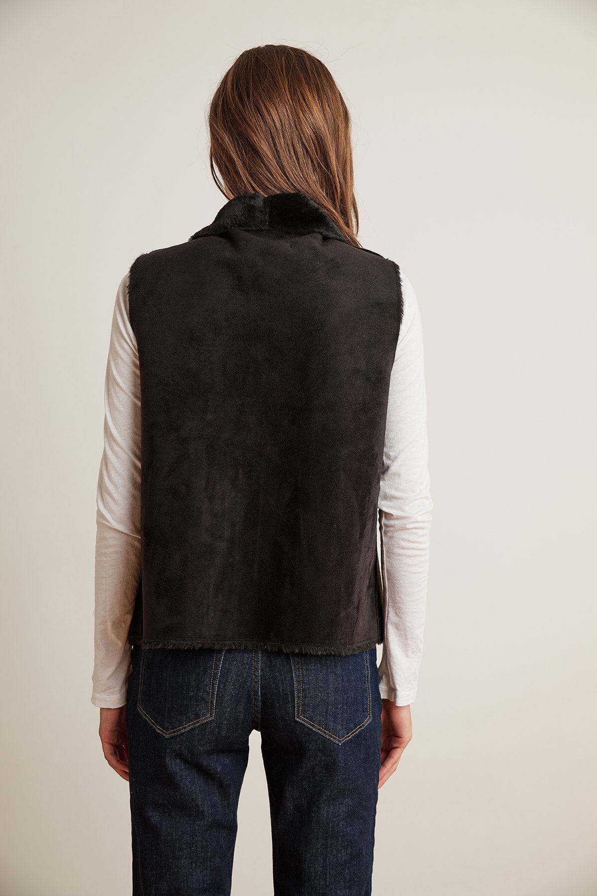 YVETTE REVERSIBLE LUX FAUX FUR OPEN VEST