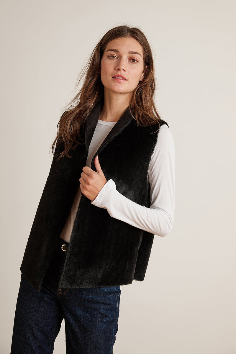 YVETTE REVERSIBLE LUX FAUX FUR OPEN VEST