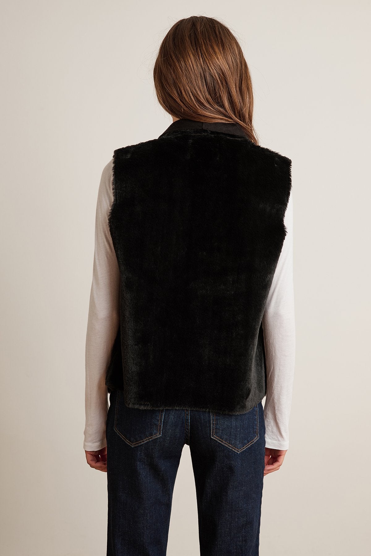 YVETTE REVERSIBLE LUX FAUX FUR OPEN VEST