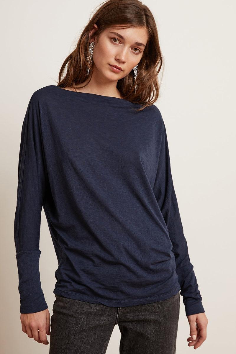 BEATRISA LUX SLUB BOAT NECK TEE