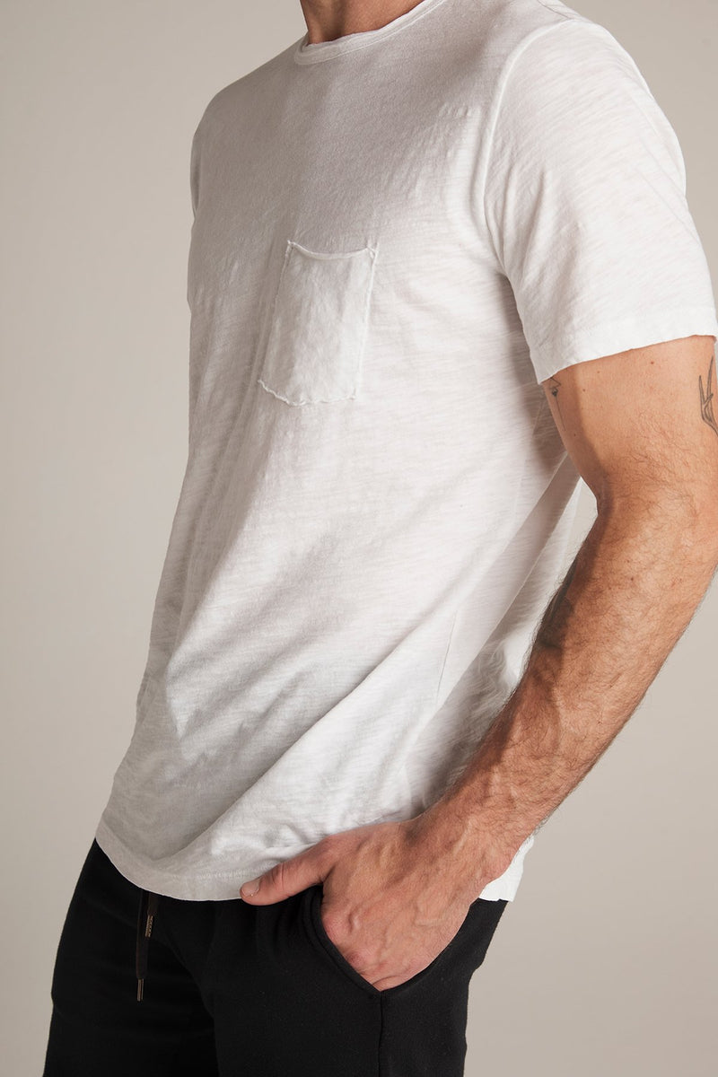 CHAD RAW EDGE COTTON SLUB POCKET TEE