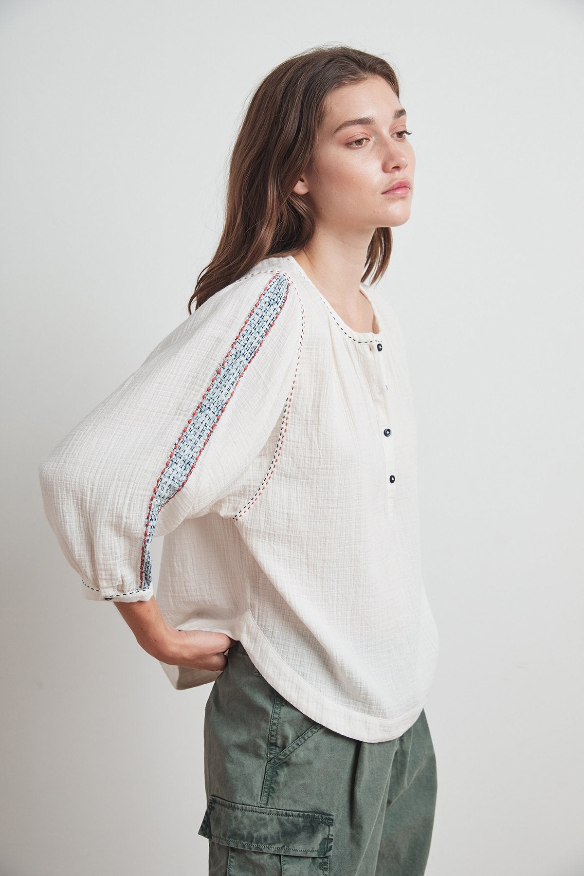 GABBY LYON GAUZE PEASANT BLOUSE