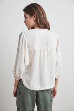 GABBY LYON GAUZE PEASANT BLOUSE