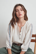 GABBY LYON GAUZE PEASANT BLOUSE