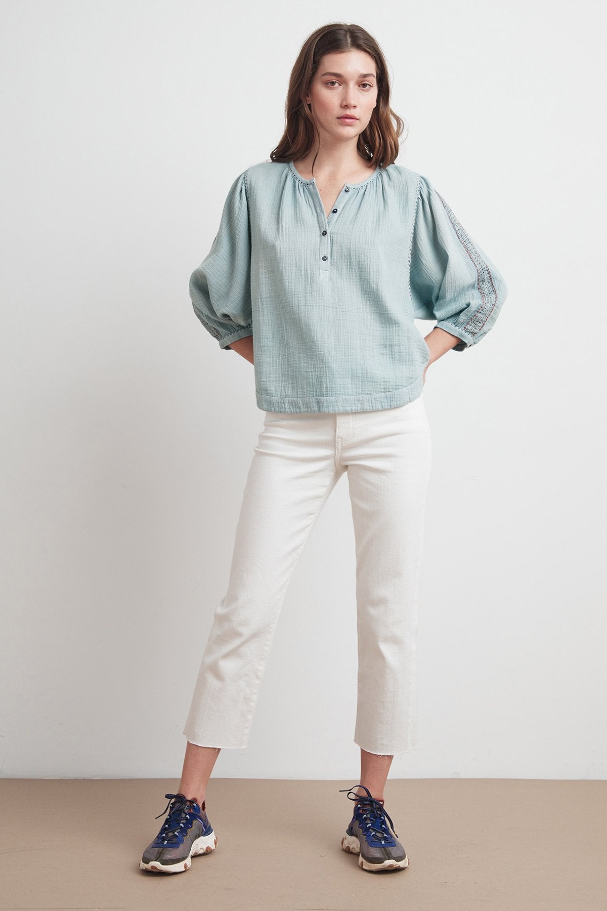 GABBY LYON GAUZE PEASANT BLOUSE