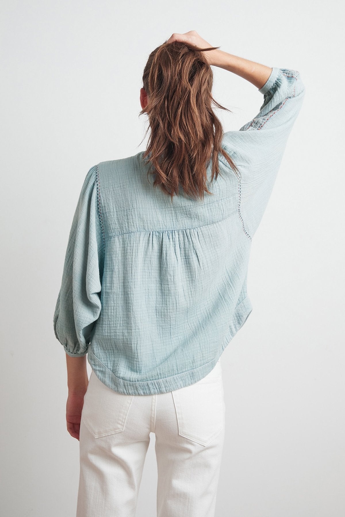 GABBY LYON GAUZE PEASANT BLOUSE