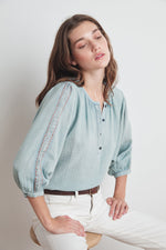 GABBY LYON GAUZE PEASANT BLOUSE