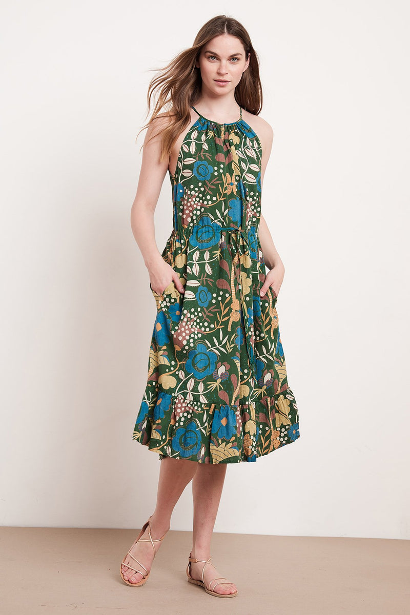 PURL FLORAL PRINT MIDI DRESS