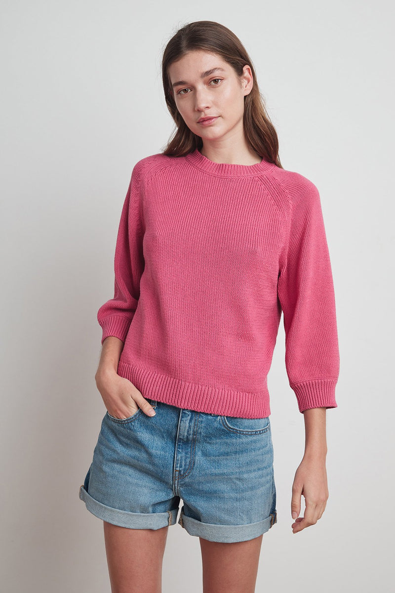 YARA COTTON 3/4 SLEEVE SWEATER