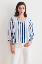 WHITLEY OMBRE STRIPE  BUTTON-UP BLOUSE