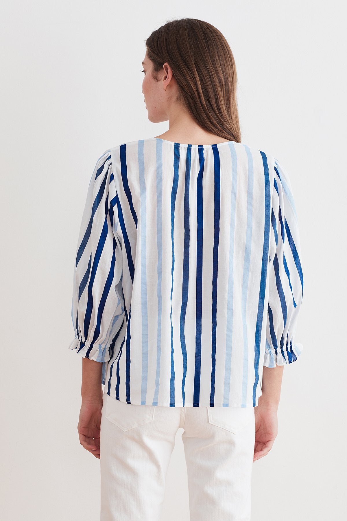 WHITLEY OMBRE STRIPE  BUTTON-UP BLOUSE