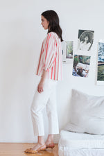 WHITLEY OMBRE STRIPE  BUTTON-UP BLOUSE