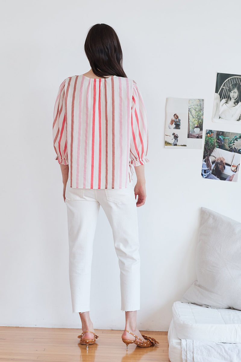 WHITLEY OMBRE STRIPE  BUTTON-UP BLOUSE