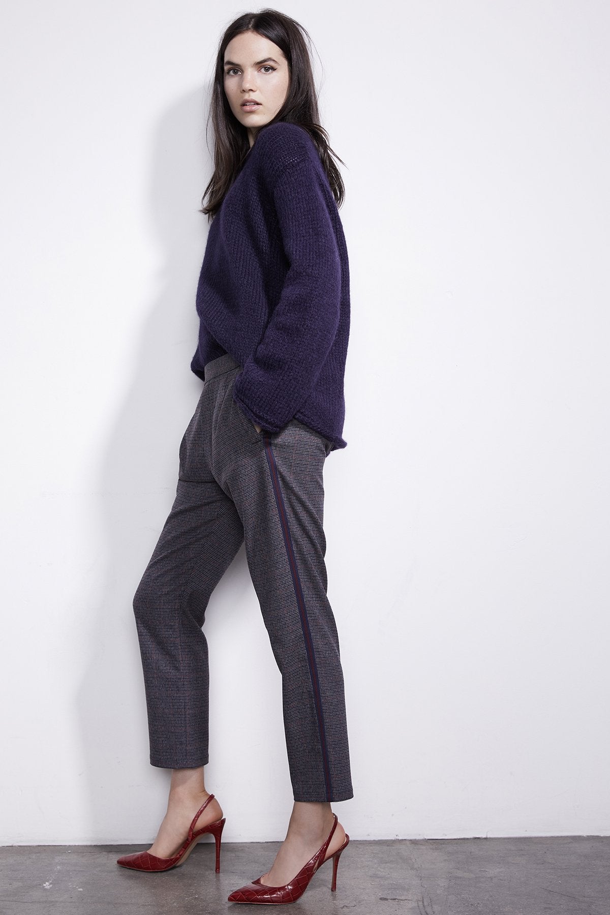 MAISIE SIDE STRIPE PLAID PANT