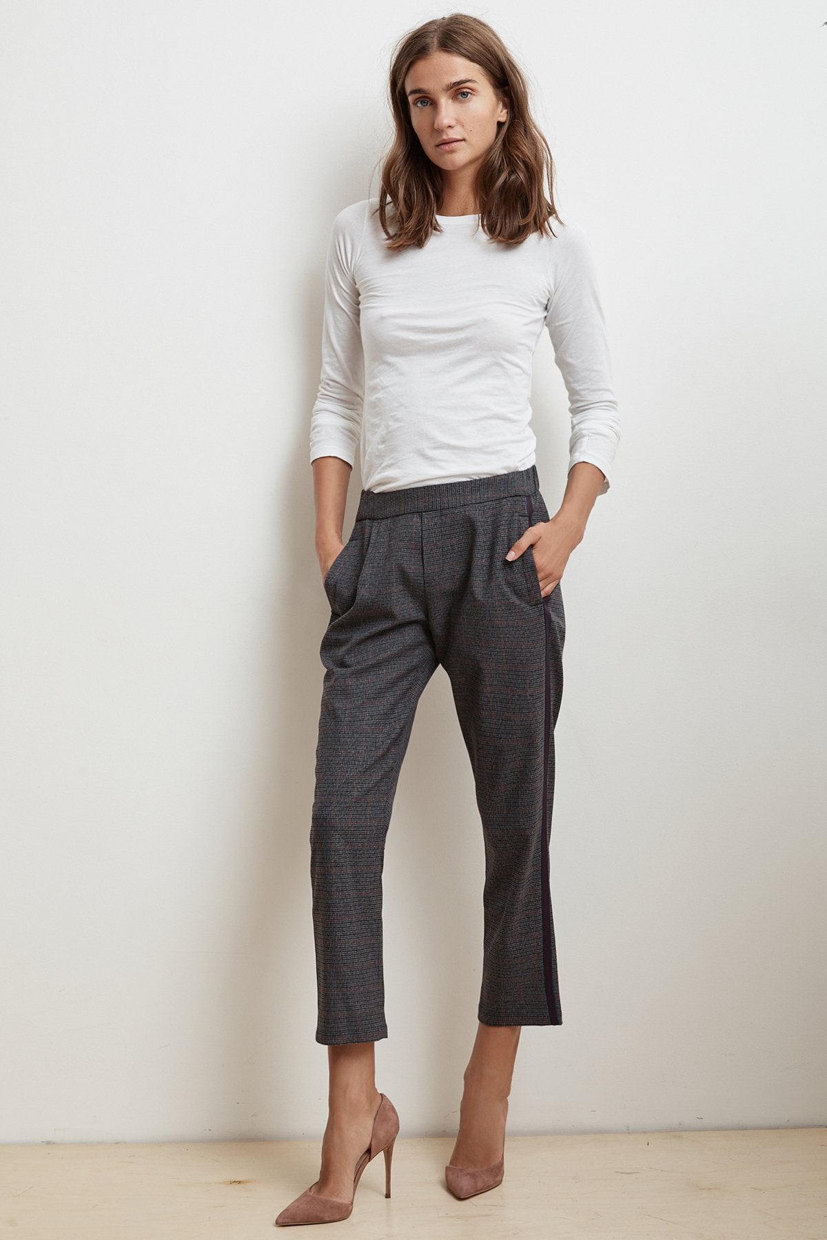 MAISIE SIDE STRIPE PLAID PANT