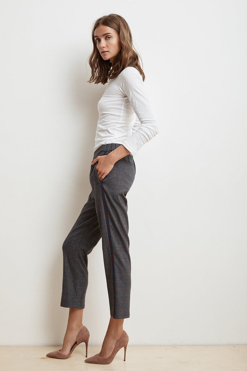 MAISIE SIDE STRIPE PLAID PANT